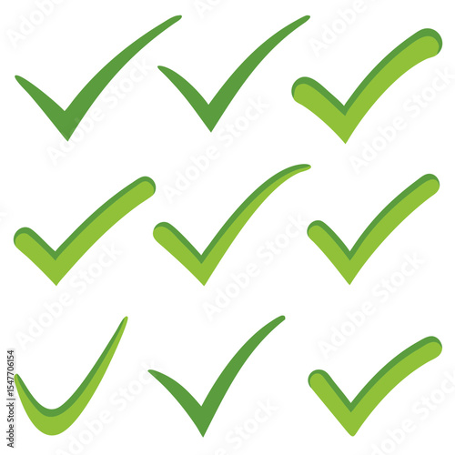 Green tick collection. Vector illustration
