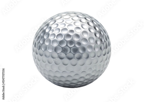 Silver golf ball isolated on transparent background