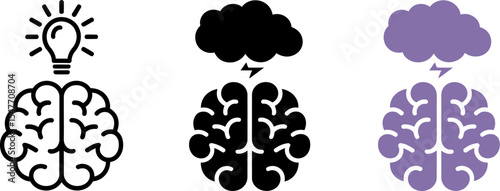 Brainstorming and mental health concept with lightbulb and storm cloud brain vector illustration editable stock vector
