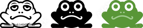 Frog vector illustration set cute frog drawing black frog green frog amphibian animal graphic design art editable stock vector
