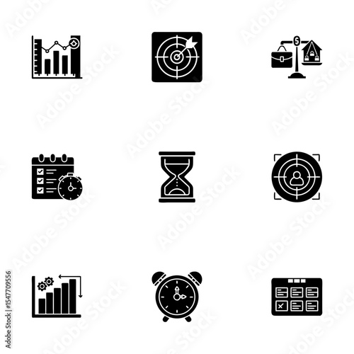 Time management icons set for productivity and organization concept