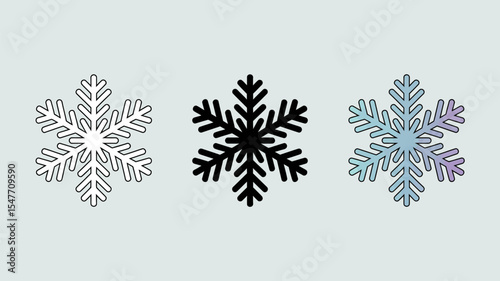 Three snowflake icons winter snow crystal frost design christmas holiday season december january vector 100 editable stock vector