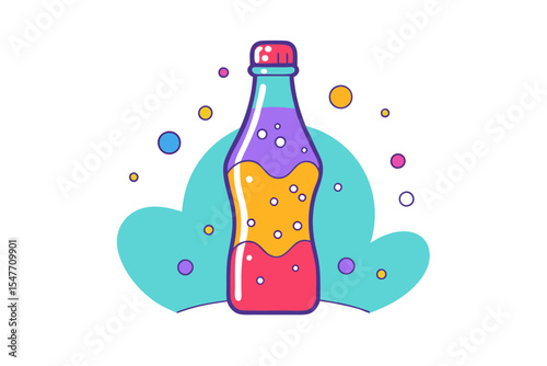Carbonated Soft Drink Bottle with Bubbles Design