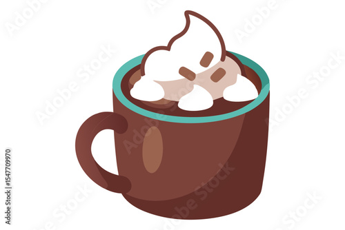 Delicious Hot Cocoa with Cream and Marshmallow Art
