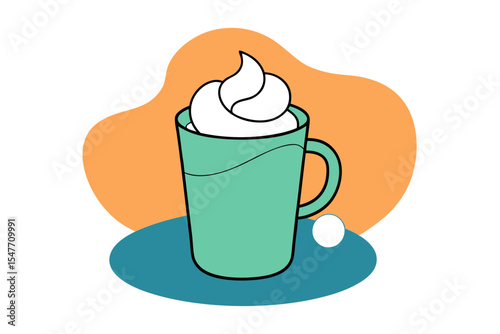 Hot Chocolate Mug with Marshmallows Vector Design
