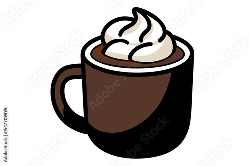 Sweet Hot Chocolate Drink with Cream Vector