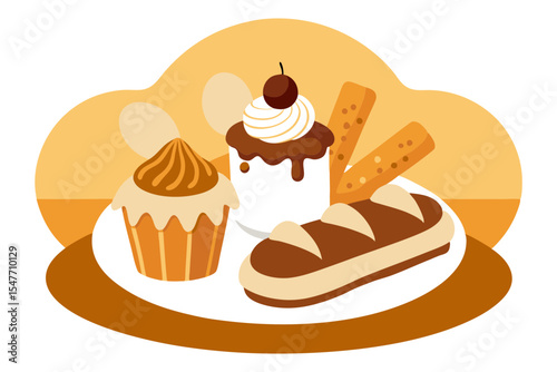 Italian Dessert Platter with Cannoli and Tiramisu