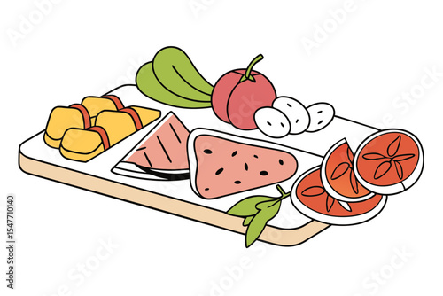 Gourmet Italian Charcuterie Board Vector Art