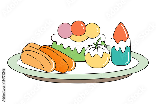 Classic Italian Sweets Platter Vector Illustration