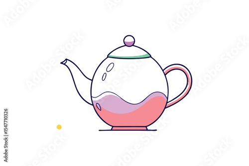 Tea Time Illustration with Teapot and Rising Steam