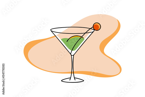 Elegant Martini Drink with Olive Garnish Art