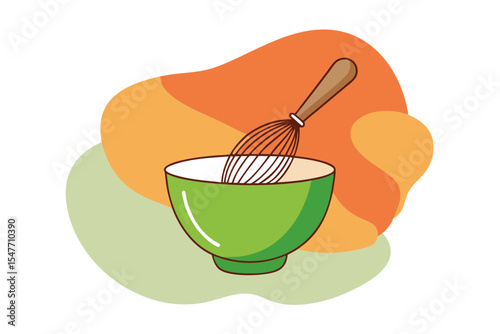 Ceremonial Matcha with Traditional Whisk Illustration