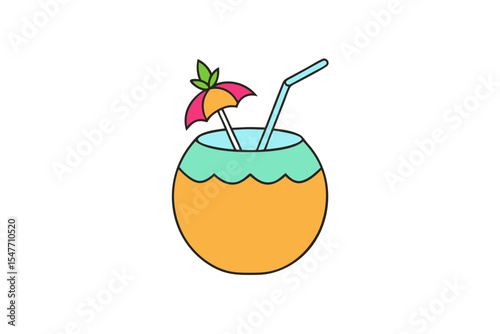 Piña Colada in Coconut with Pineapple Garnish Art