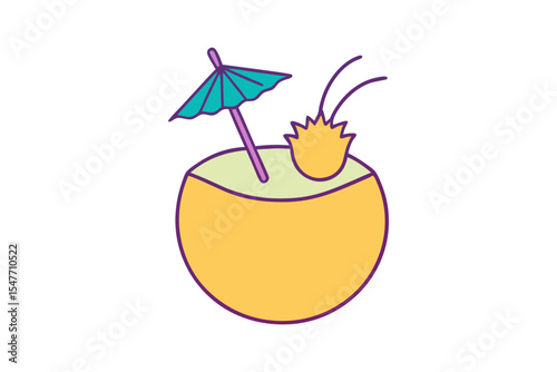 Island Style Piña Colada Drink with Fruit Garnish