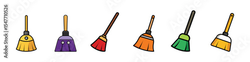 Broom icon illustrating a household cleaning tool used for sweeping floors, dust removal, and general cleanliness. Perfect for representing janitorial services, housekeeping
