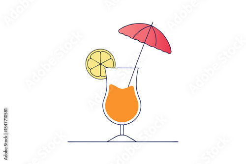 Summer Cocktail with Fruit Slice and Tiny Umbrella Art