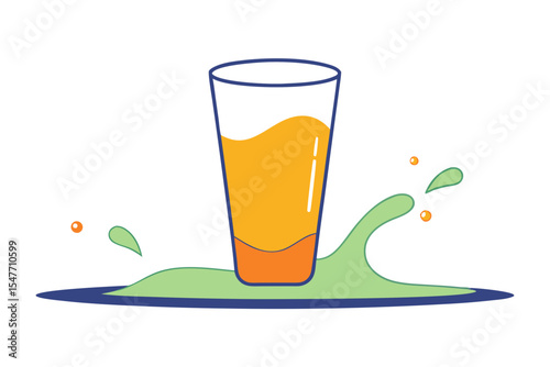 Orange Juice Splashing in Glass Vector Illustration