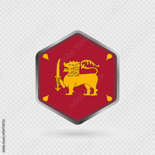 Sri Lanka Flag Icon in Hexagon Shape.