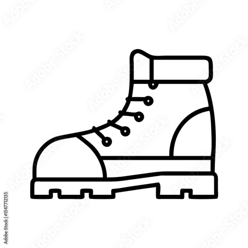 Simple line drawing of a black heavy duty work boot footwear