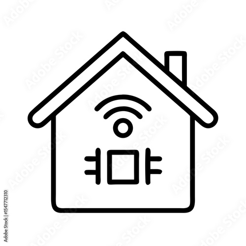Smart Home Automation System Icon with Wireless Connectivity and Central Hub
