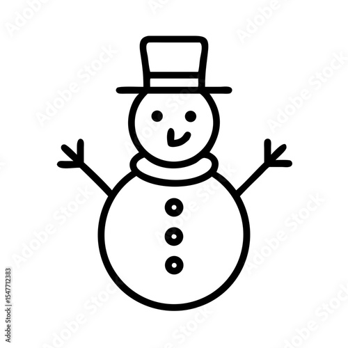Minimalist depiction of a snowman wearing a top hat and scarf