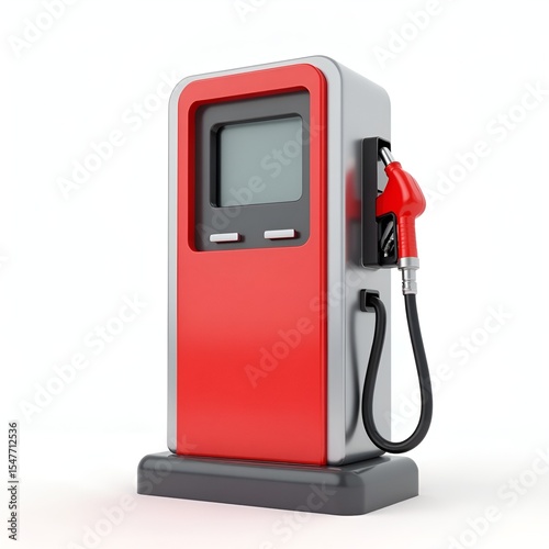 3D Fuel Pump Icon with Nozzle Isolated on Transparent Background, Modern and Realistic Design