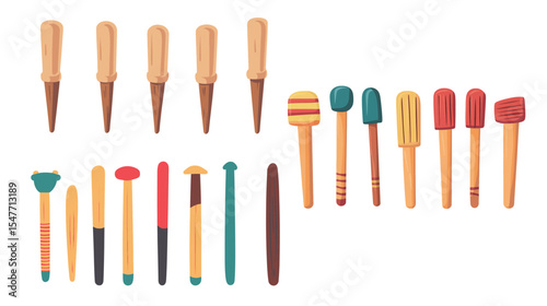 Cartoon Cricket Bails Vector Illustration – Colorful Sports Equipment Graphic