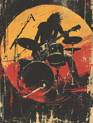 vintage style band gig poster with guitars  (1)