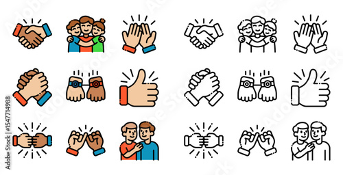 Diverse Friendship icon set suitable for support, social media, websites, logos, and graphic design projects needing representation of friendship and diversity.