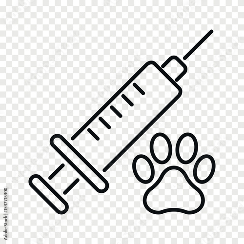 Pet vaccination outline vector icon.