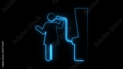 Glowing neon gamer icon isolated on black background. HD Video motion graphic animation