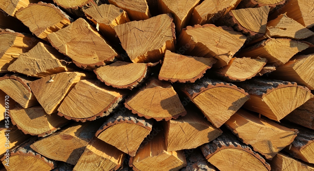 Stacked Firewood: A Golden Tapestry of Sunlit Logs Stacked Firewood: A Golden Tapestry of Sunlit Logs