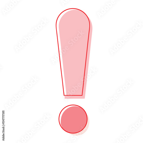 Red outline exclamation mark isolated on white background vector illustration