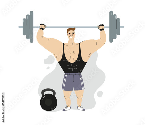 Bodybuilder man and fitness. Strength training routines in the gym. Personal Training. Strength training routines in the gym