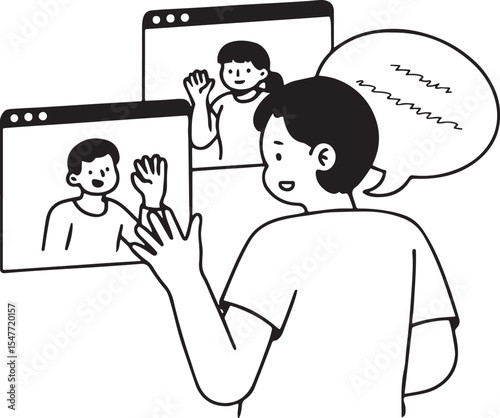 Online Video Call – Kids Waving, Communication, Virtual, Computer, Chat, Distance
