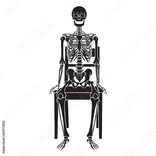Minimalist anatomy design – Human skeleton silhouette with smooth Human skeleton vector – Human skeleton illustration

