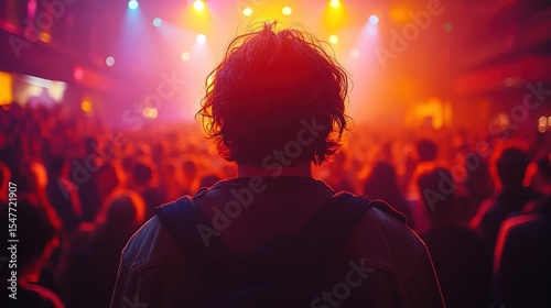Vibrant Crowd Enjoying a Night Music Festival with Neon Lights