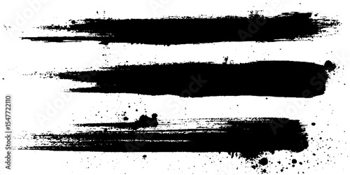 Collection of vector paint bold brush strokes, hand drawn thick grunge lines and rectangle shapes. Sketchy bold horizontal lines. 
