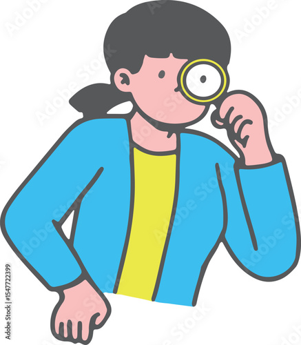 Girl Looking Through Magnifying Glass – Research, Discovery, Curiosity, Study, Science, Search