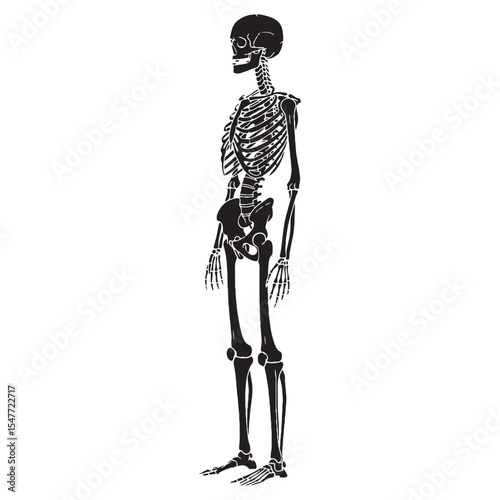 A scientific icon reimagined – Human skeleton silhouette paired with accurate Human skeleton vector – Human skeleton illustration

