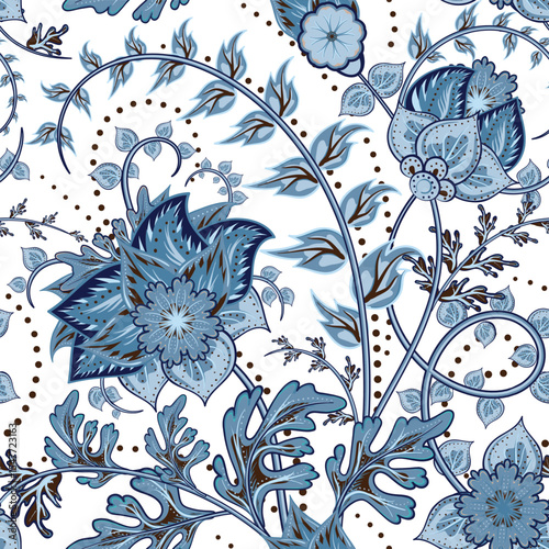 seamless watercolor flower design navy background