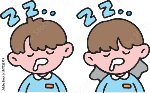 Cute Boy with Sparkle Eyes, Happy Expression, Flat Cartoon Child Character, Joyful Emotion Illustration