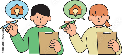 Flat Character Writing on Clipboard, Checklist Concept, Office Worker, Medical Form Illustration