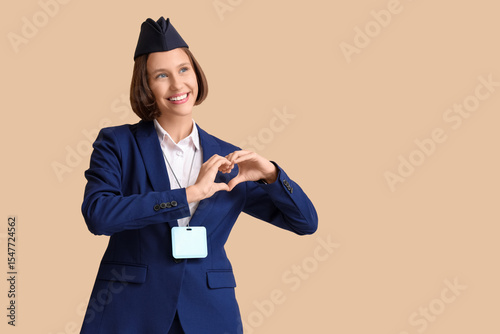Young female stewardess mak...