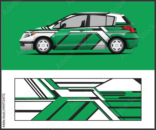 Green and White Car Wrap Design Template Stylish