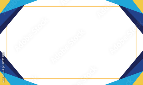 Bold abstract geometric frame with blue, yellow, and navy accents on a white background. Great for banners, certificates, business templates, digital flyers, or modern graphic design layouts.