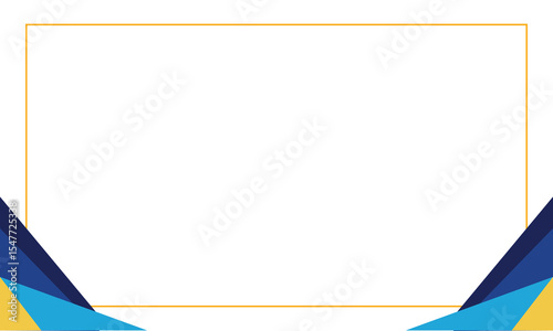Modern geometric frame design with blue, yellow, and navy corner accents on a white background. Ideal for templates, banners, certificates, digital invitations, or business presentations.