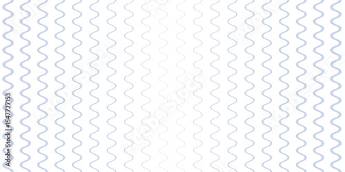 Vector seamless pattern with thin vertical wavy lines, halftone sound waves, curvy stripes. Abstract minimalist blue and white background texture with gradient transition effect. Modern repeat design