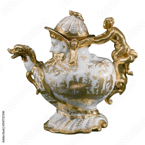 Exquisite Meissen Porcelain Teapot Baroque Rococo Style 18th Century Decorative Art