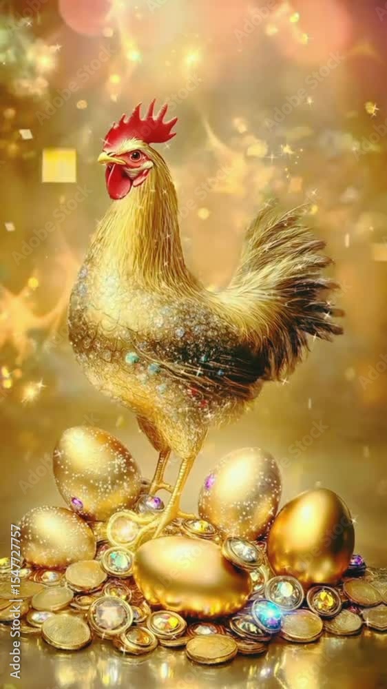 Golden hen with eggs